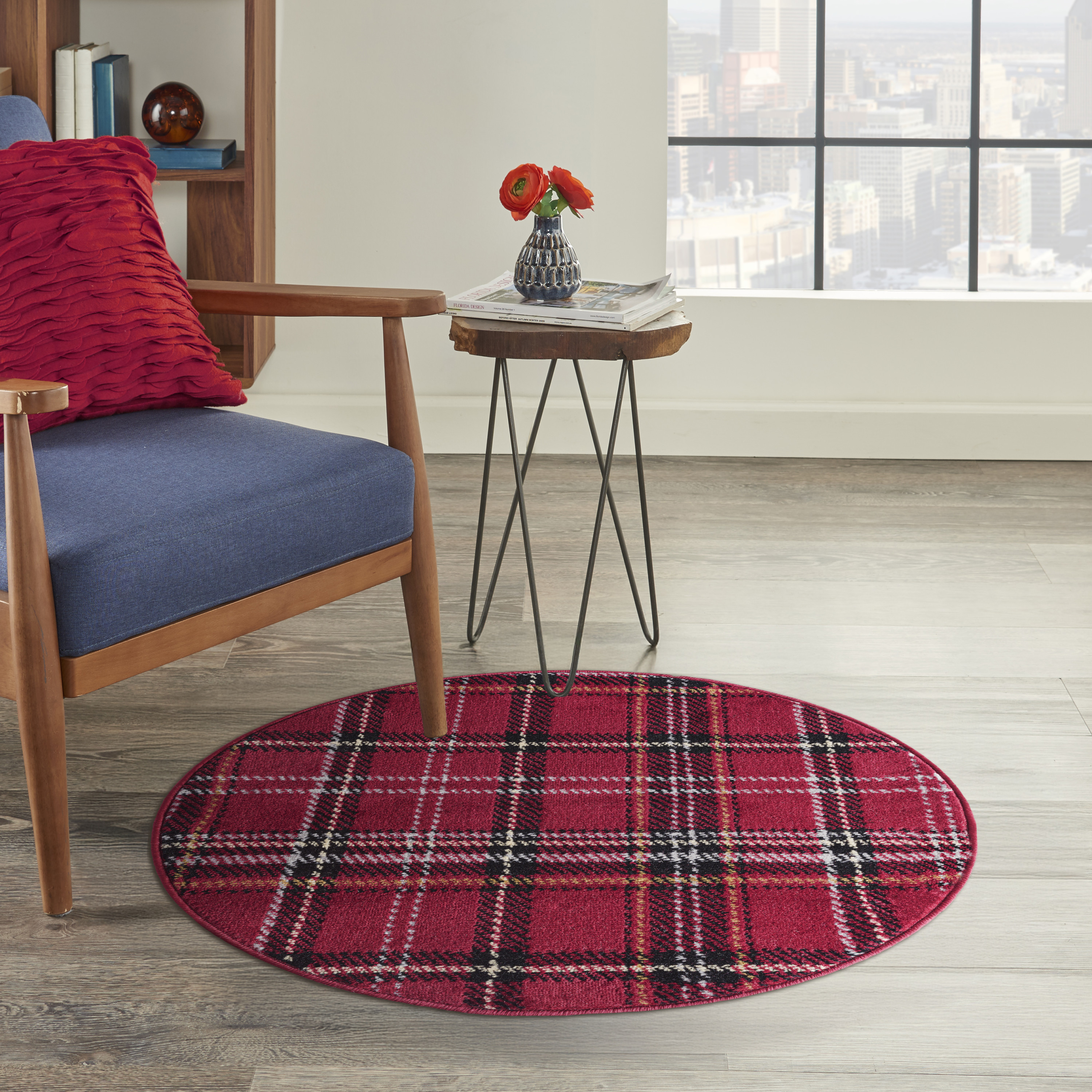 Nourison Grafix 3' x Round Red Christmas Indoor Rug