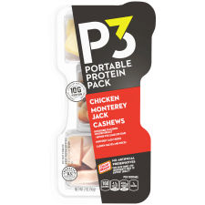 P3 Portable Protein Pack Chicken, Cashews Monterey Jack Cheese, 2 oz Tray
