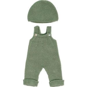Clothes for 15" Dolls, Knitted Outfit Overall & Beanie Hat