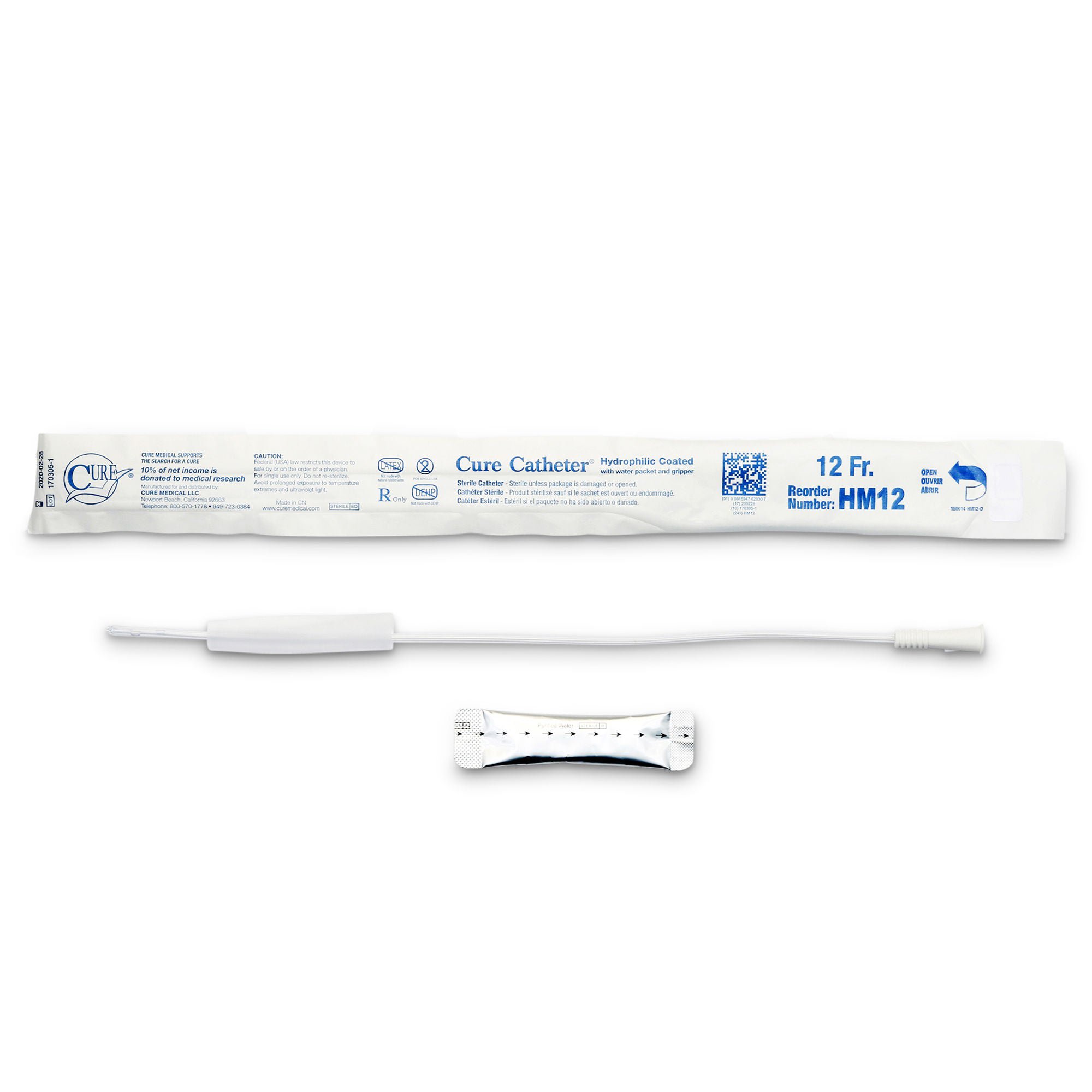 Cure Catheter™ Urethral Catheter, 12 Fr., Male, Straight