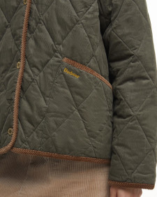 Emilia Quilted Jacket Deep Olive/Sky Dress Tartan
