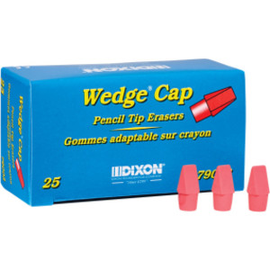 Wedge Pencil Cap Erasers, Pink, Pack of 25