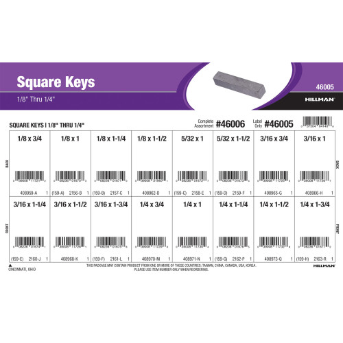 Square Keys Assortment (1/8