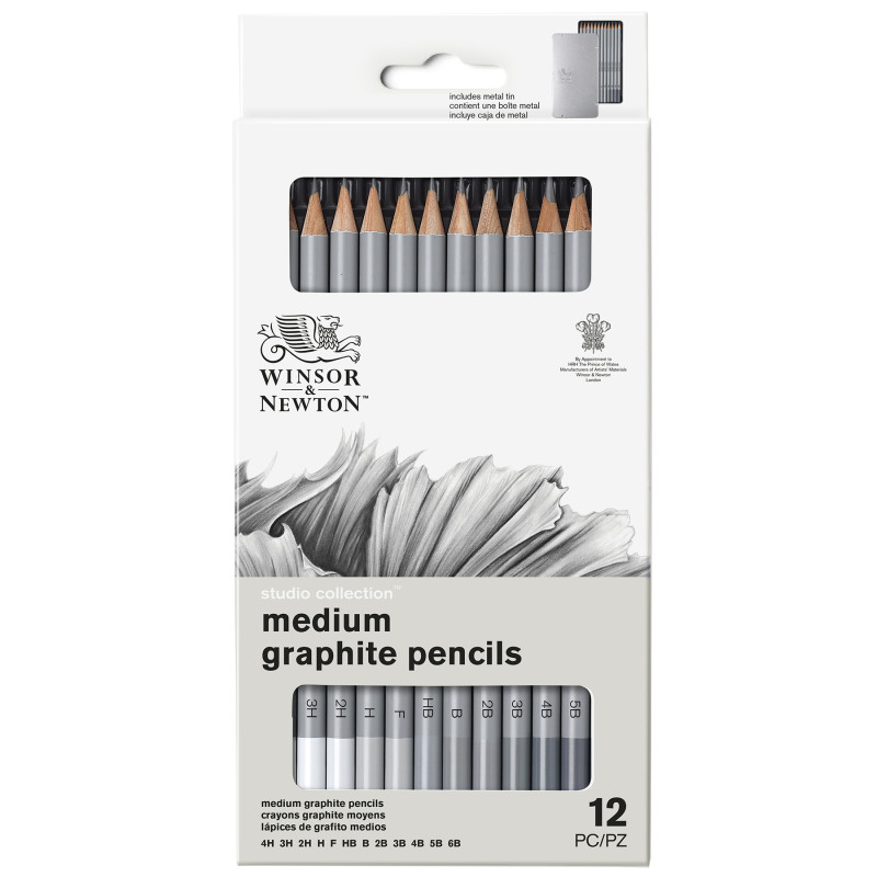 Studio Collection Graphite Pencil Tin, Medium, Set of 12