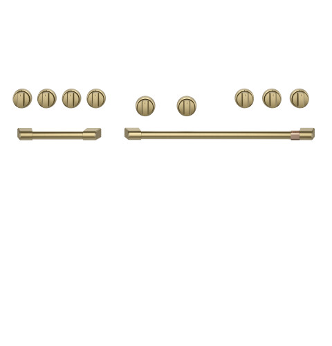 CAFÉ™ 48” Brushed Brass Handle & Knob Set for Pro Range and Rangetop