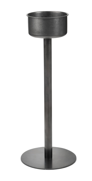 Pied porte-seau finition acier inoxydable noir vintage