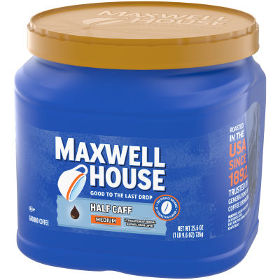 Maxwell House Half Caff Ground Coffee 1/2 the Caffeine, 25.6 oz Canister