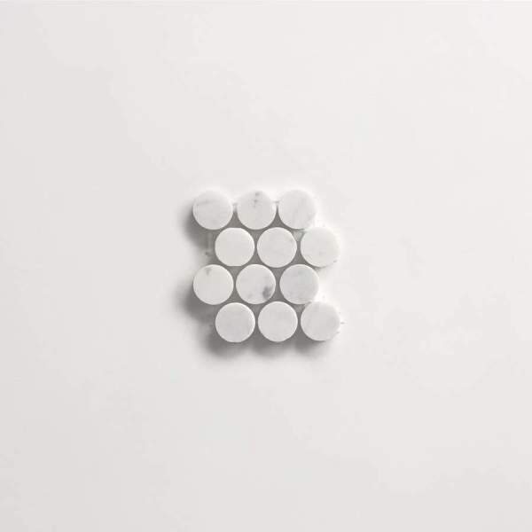 clé lapidary: legacy | penny rounds mosaic sheet | honed | carrara | sample 