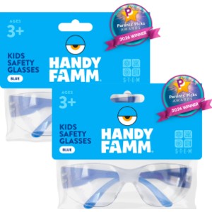 Kids Safety Glasses, Clear Lens, STEM & DIY Projects, Blue, Pack of 2