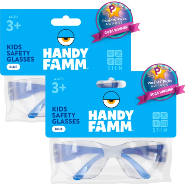 Kids Safety Glasses, Clear Lens, STEM & DIY Projects, Blue, Pack of 2
