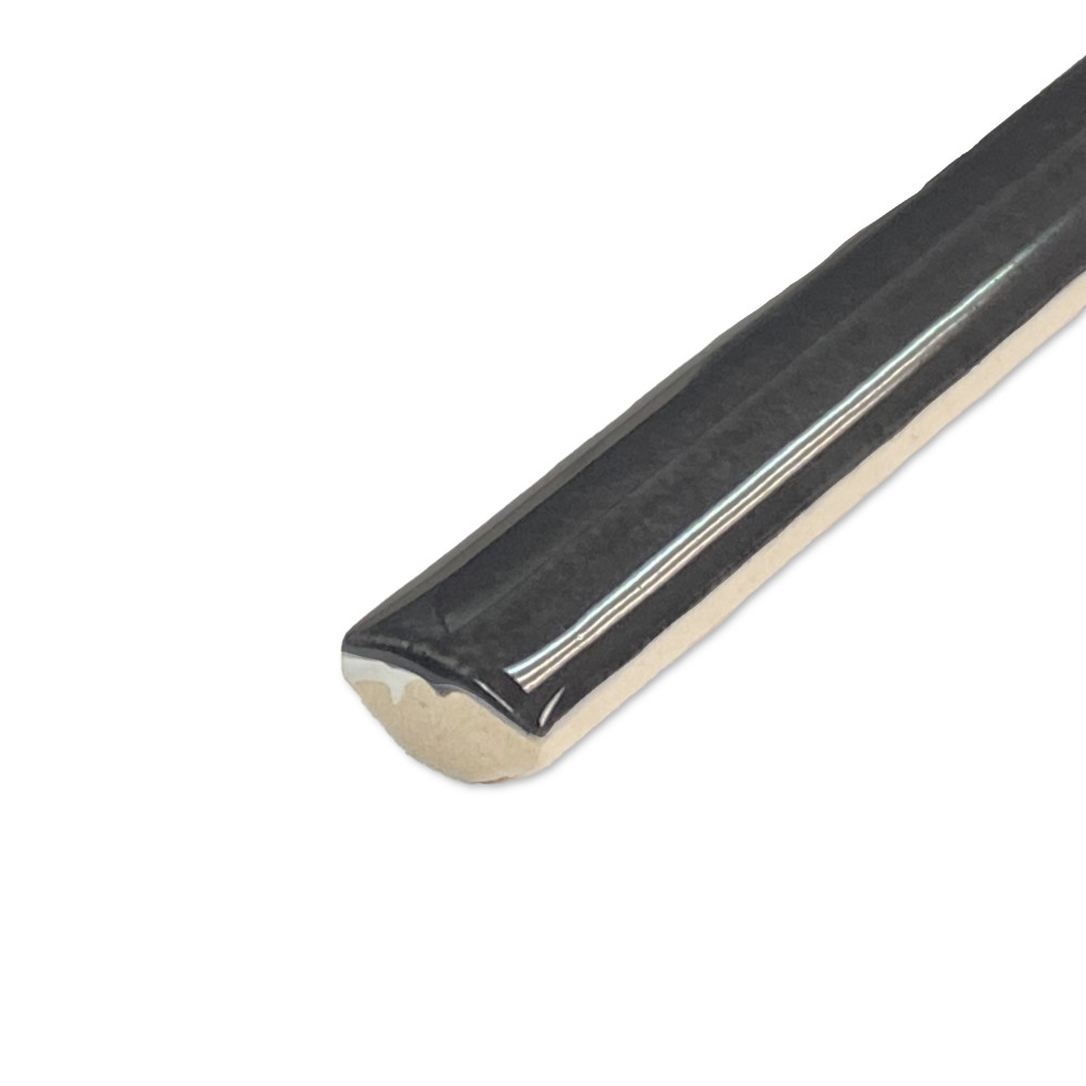 Coco Demi-Bullnose Glossy Black Hat 1/2 in. x 7-7/8 in. Ceramic Wall Trim
