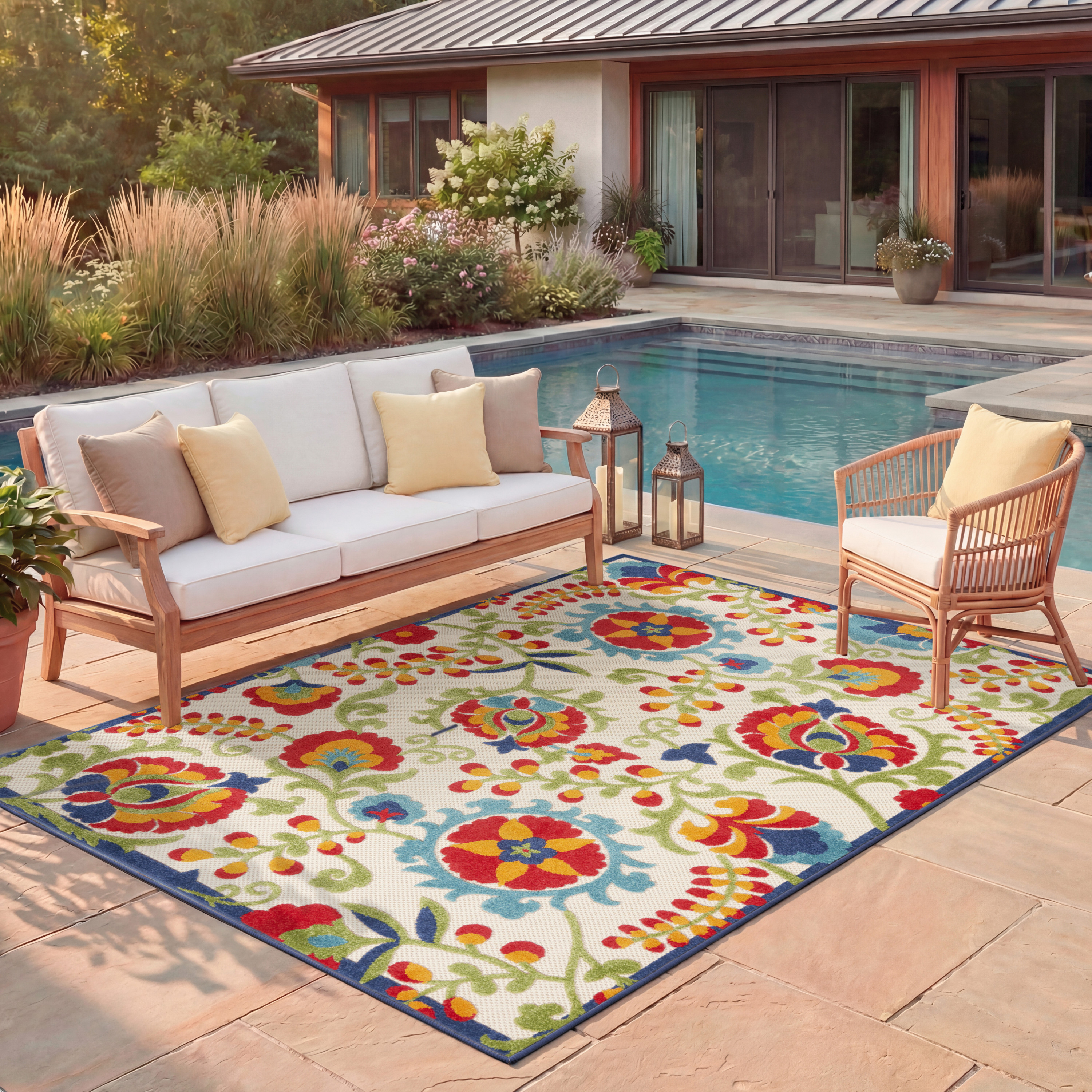 Nourison Aloha 6' x 9' Multicolor Farmhouse Rug