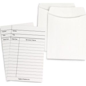 Library Cards & Non-Adhesive Pockets Combo, White, 150 Each/300 Pieces