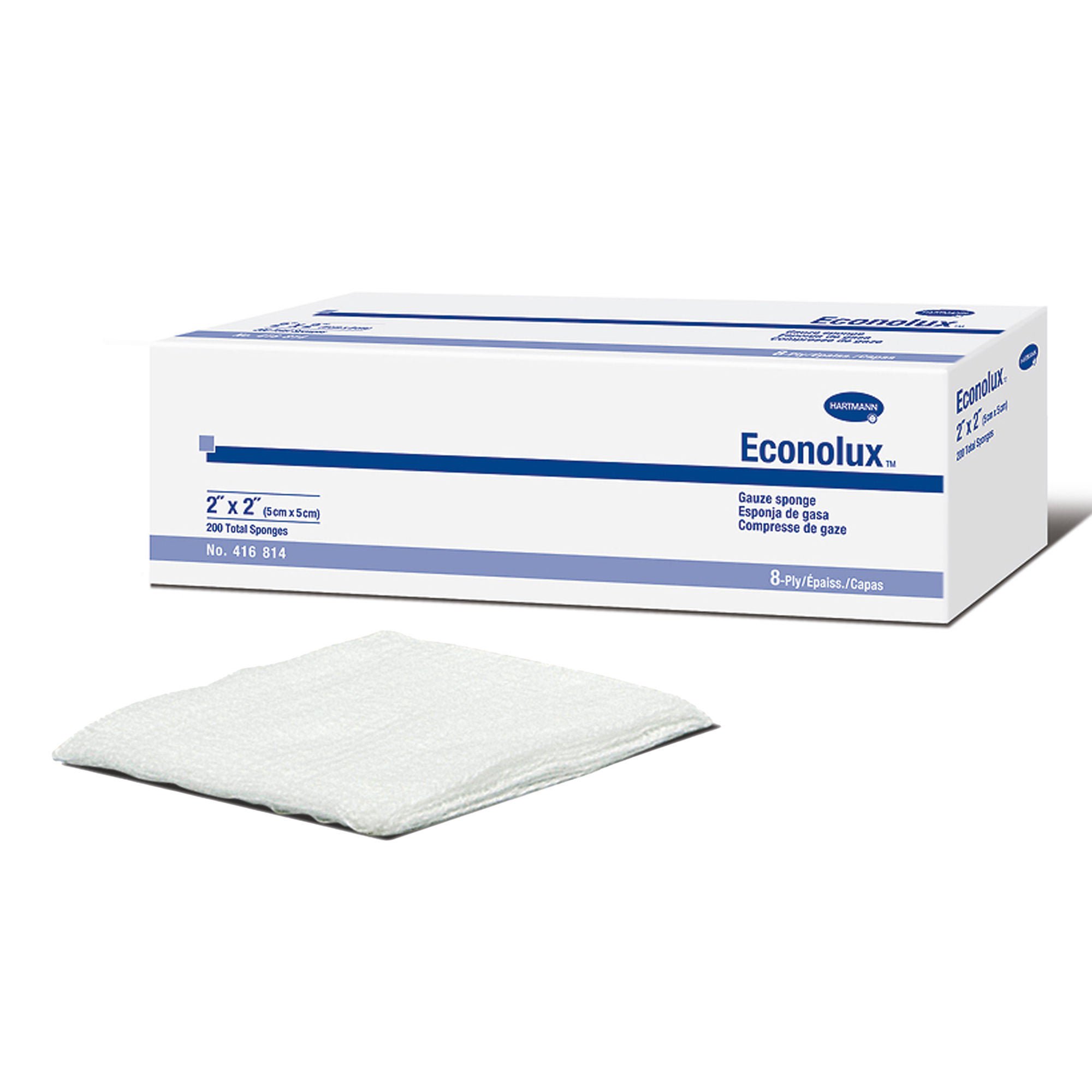 Econolux® Gauze Sponge, 2 x 2 Inch, Eight-Ply