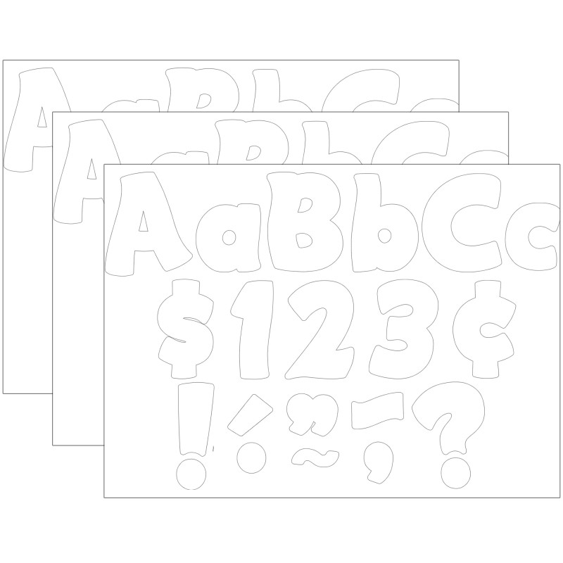 White Funtastic 4" Letters Combo Pack, 208 Per Pack, 3 Packs