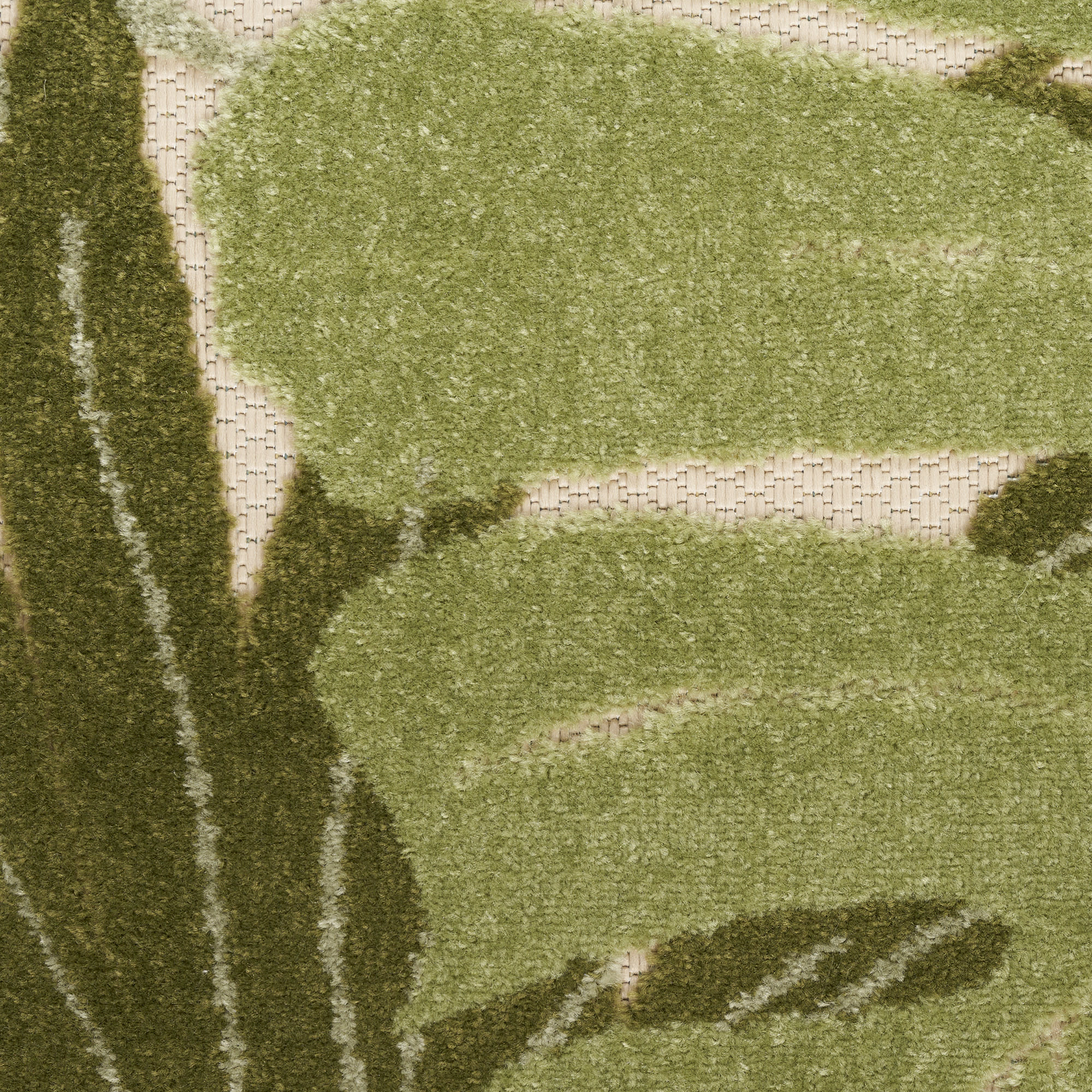 Nourison Aloha 7'10" x Round Ivory Green Outdoor Rug