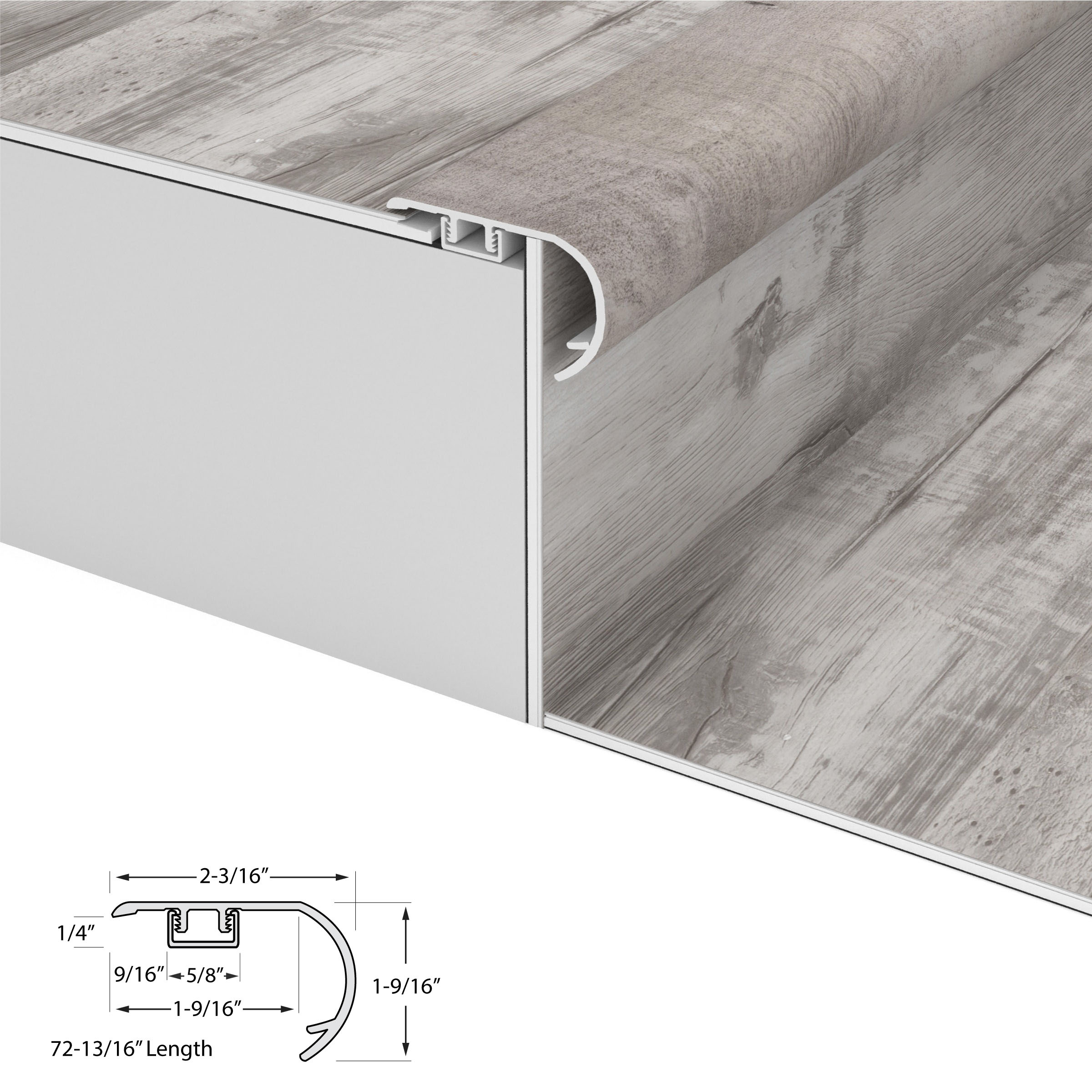 Gray Ash Cali Vinyl Stair Nosing Overlap Windansea view 4