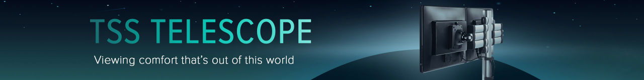 The Novus TSS Telescope monitor arms enhance ergonomic comfort by elevating monitors for perfectly aligned viewing.