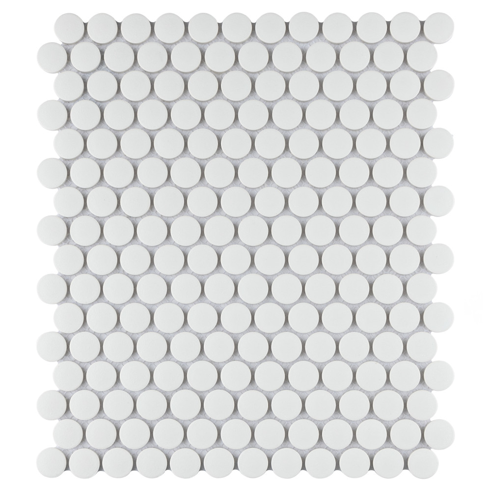 Gotham Penny Round White 9-3/4 in. x 11-1/2 in. Porcelain Mosaic Tile