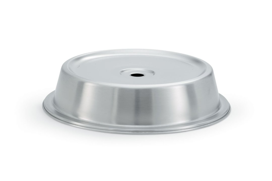 Stainless steel dome plate cover in satin finish for 10 9/16- to 10 5/8-inch plates