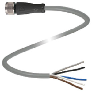 PEPPERL AND FUCHS-V15-G-3M-PUR-FEMALE CORDSET, M12, STRAIGHT, SCREW CONNECTION, 5-PIN