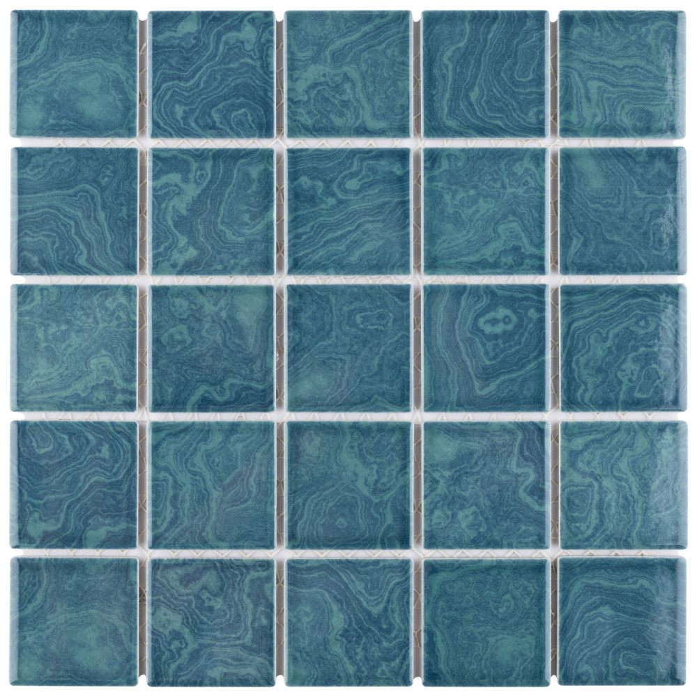Resort Palm Green 12 in. x 12 in. Porcelain Mosaic Tile