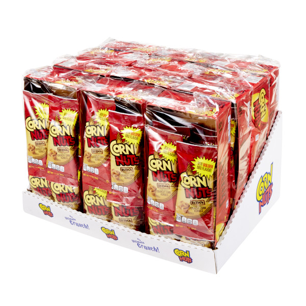 CORN NUTS BBQ Crunchy Corn Kernels Snack, 1.7 Oz. Pack of 12 . C1RP - Front Right Pallet/Display (Hi Res)