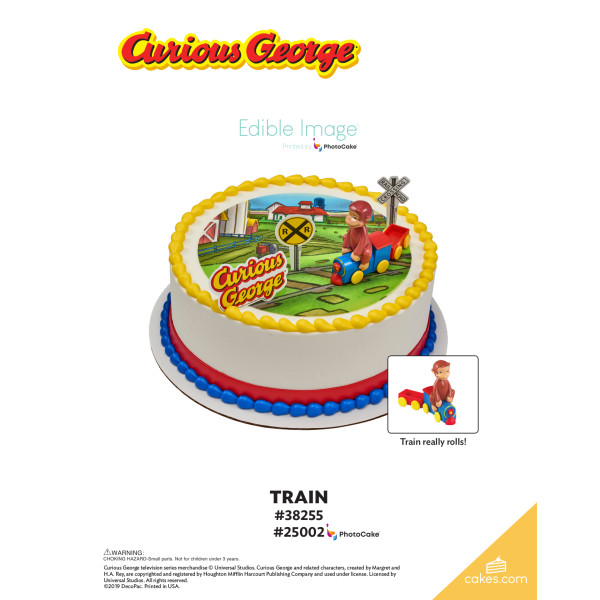 Curious George® Train The Magic of Cakes® PhotoCake® Enhanced Round Background Page