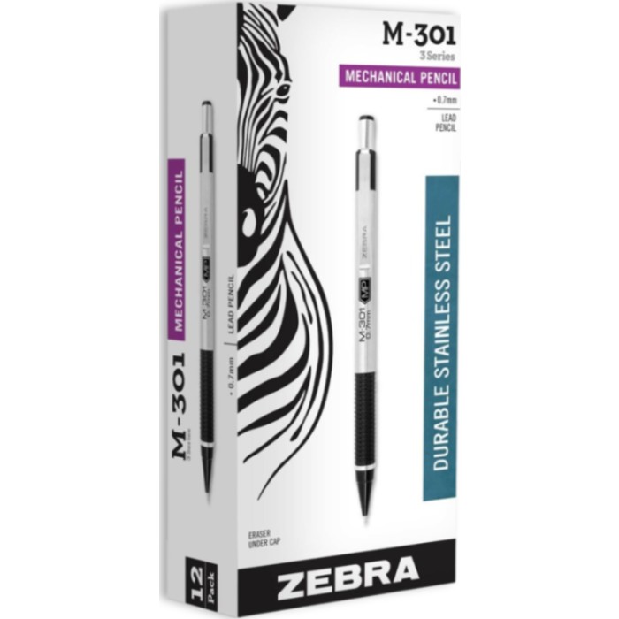 Mechanical Pencils, Stainless Steel Barrel, 0.7mm Medium Point, Refillable, 12 Count