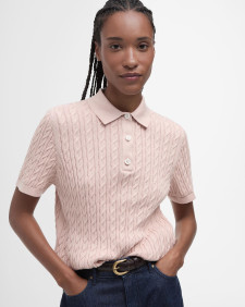 Hartland Knitted Polo Shirt Primrose Pink