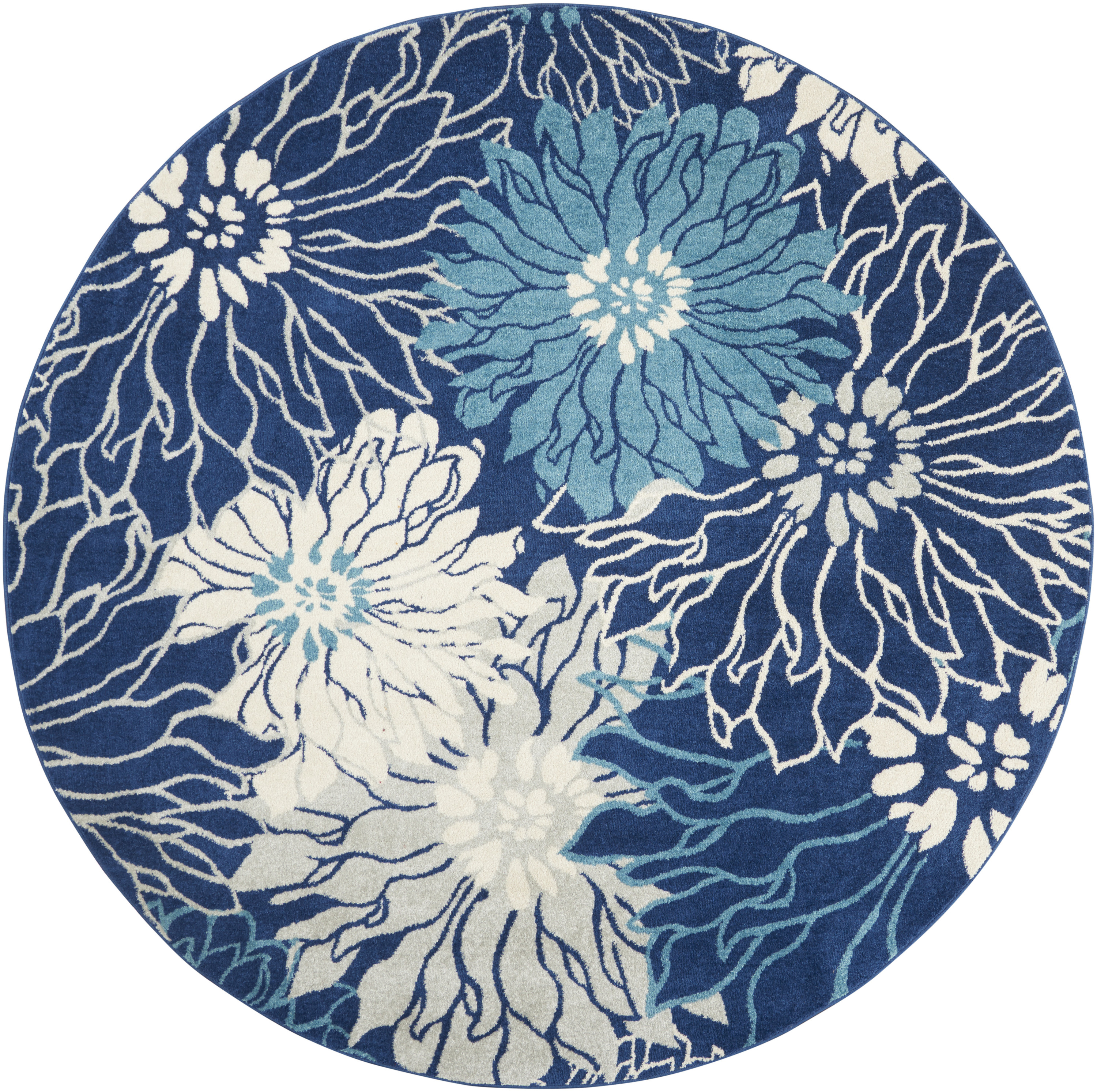 Nourison Passion 8' x Round Navy Ivory Contemporary Indoor Rug