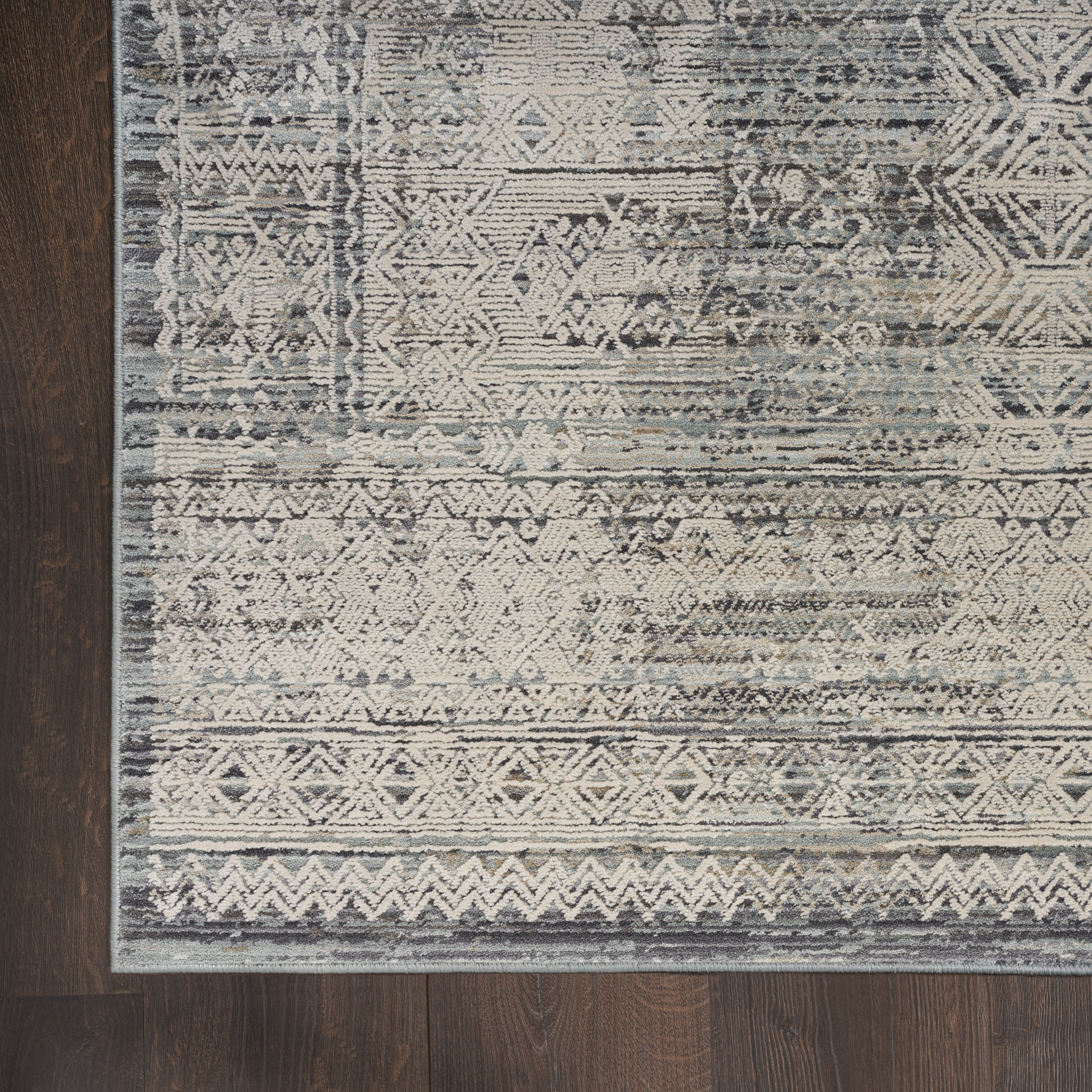 Nourison Lynx 2'3" x 12' Ivory Blue Vintage Indoor Rug