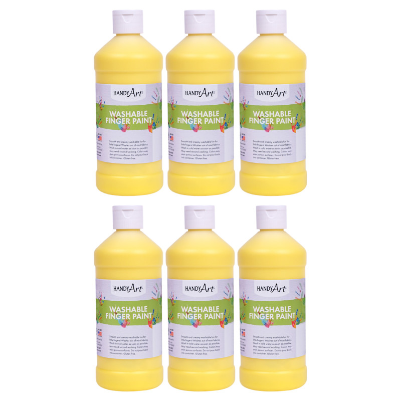 Washable Finger Paint, Yellow, 16 oz., Pack of 6