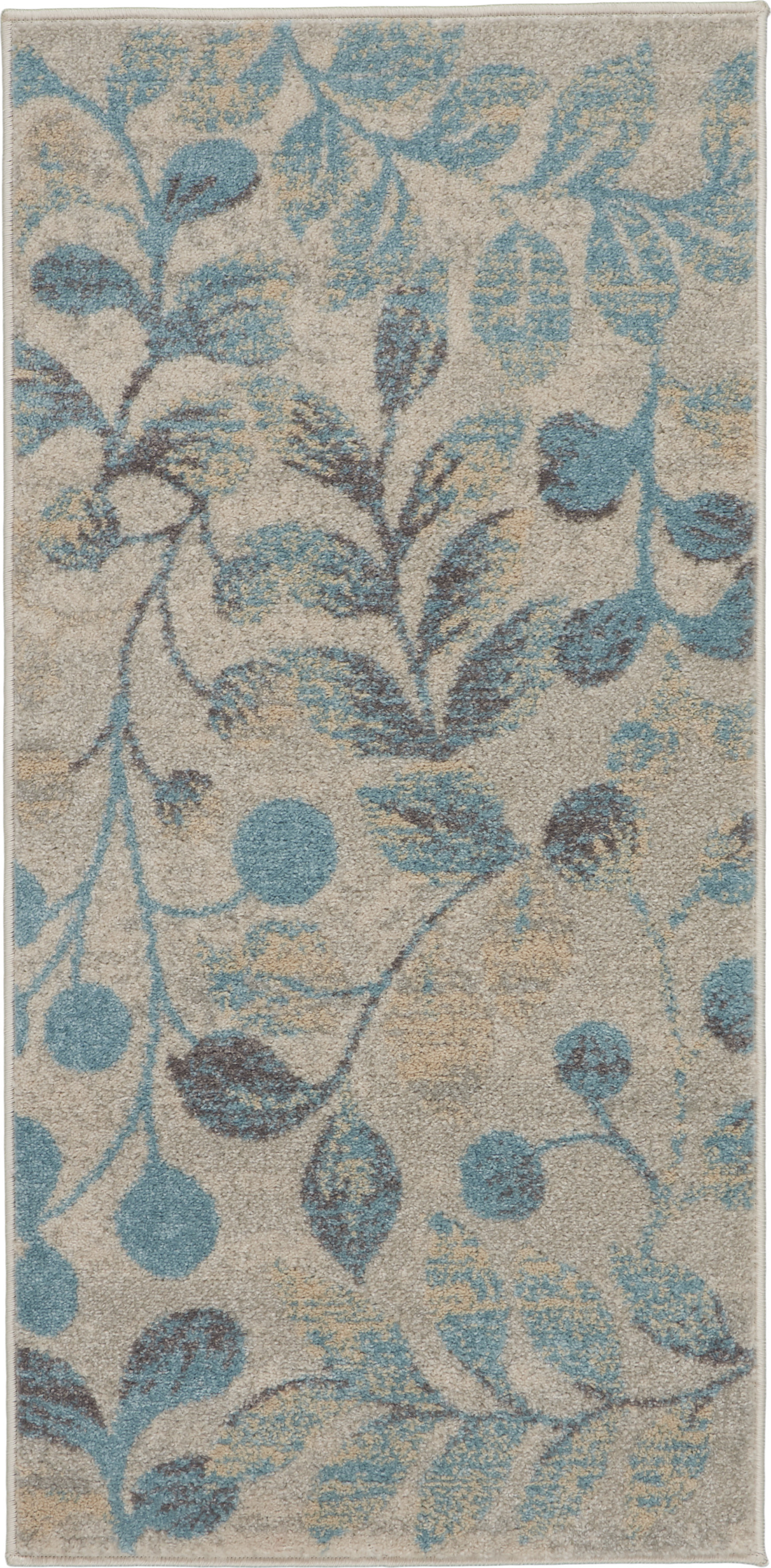 Nourison Tranquil 2' x 4' Ivory Turquoise Farmhouse Indoor Rug