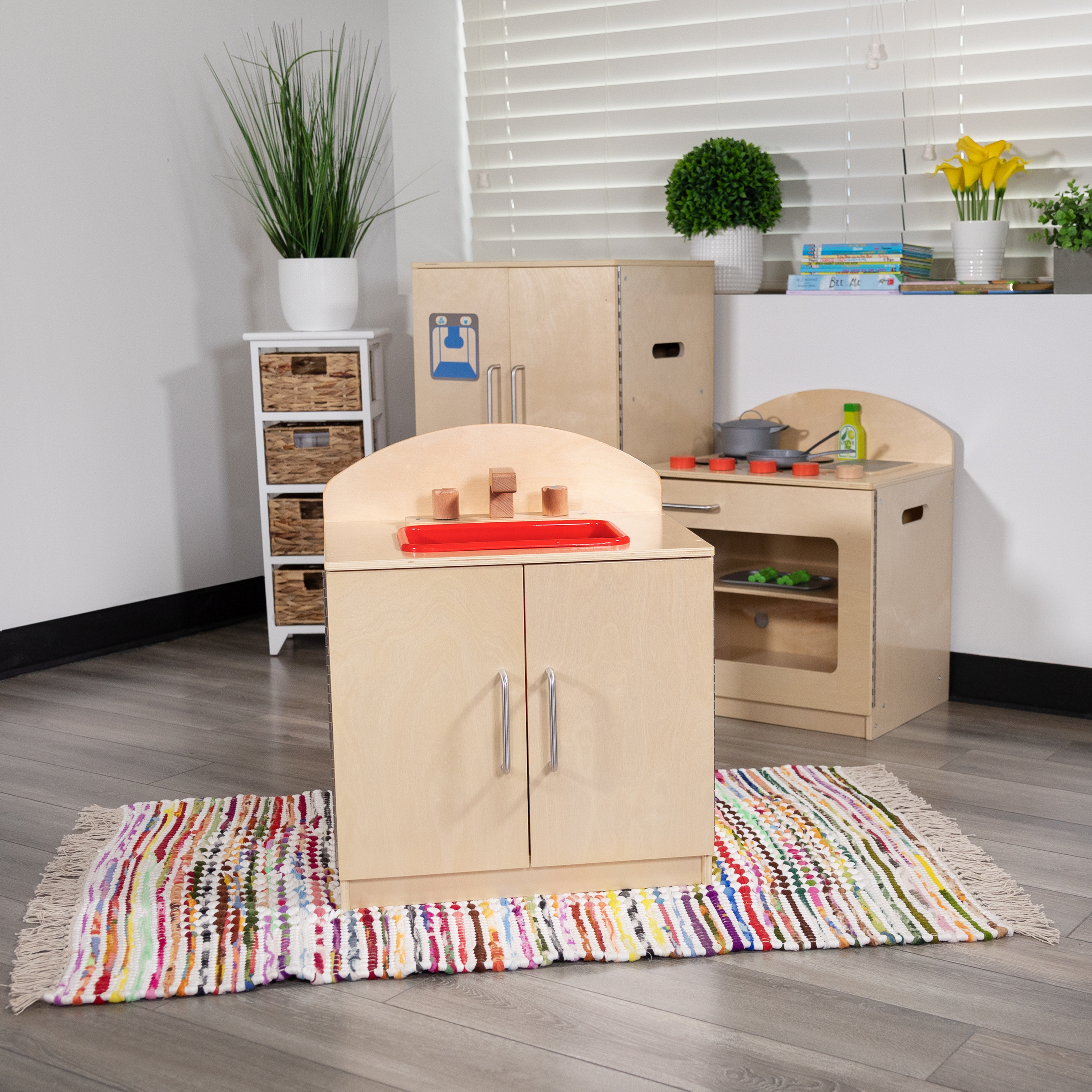 Fregadero de cocina de madera para niños con perillas giratorias para uso comercial o doméstico - Imagen 2 de 13