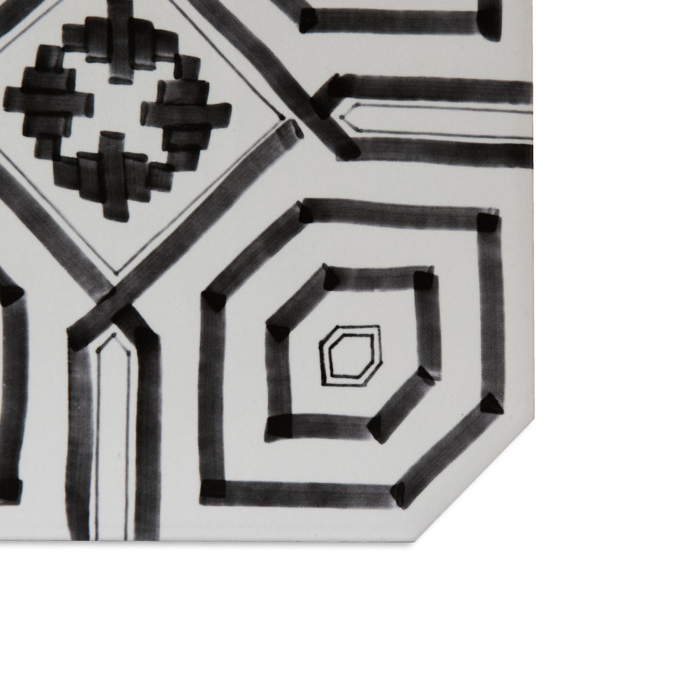 Vaudeville Octagon Deco Sombra with Taco Pink 7-7/8 in. x 7-7/8 in. Porcelain Floor and Wall Tile