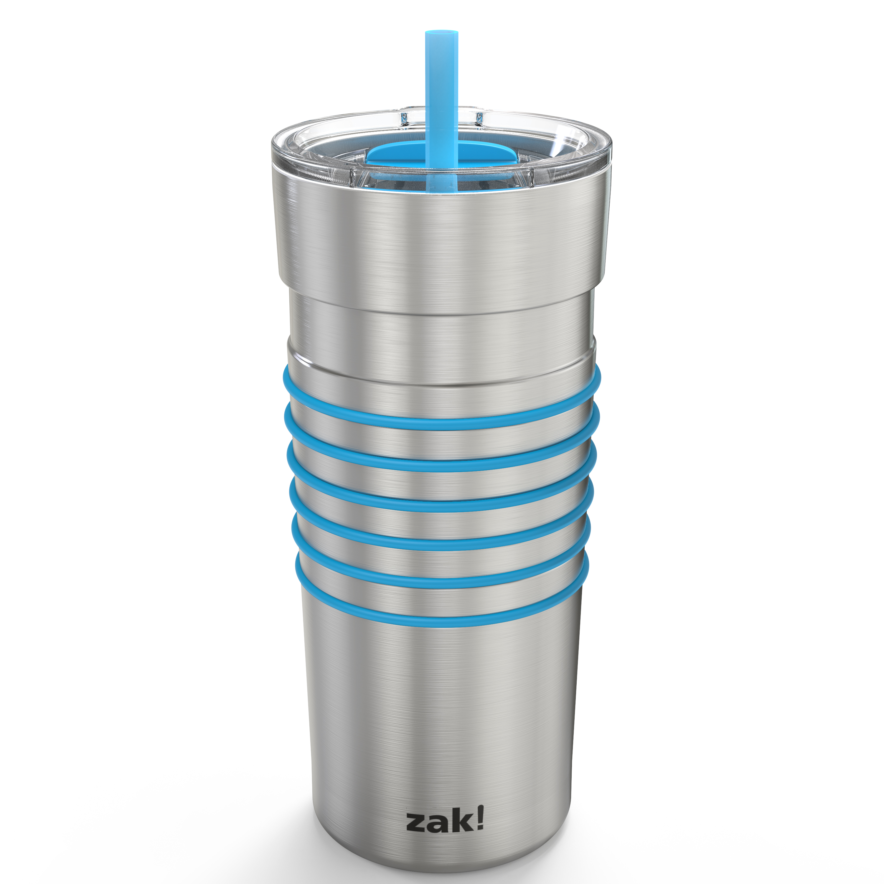 HydraTrak 20 ounce Vacuum Insulated Stainless Steel Tumbler, Stainless Steel with Blue Rings slideshow image 2 HydraTrak 20 ounce Vacuum Insulated Stainless Steel Tumbler, Stainless Steel with Blue Rings slideshow image 2