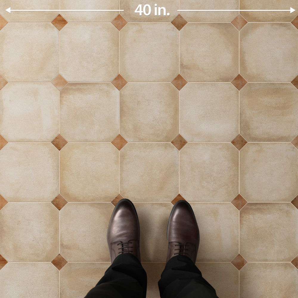 Laverton Octagon Beige with Taco Natural 7-7/8 in. x 7-7/8 in. Porcelain Floor and Wall Tile