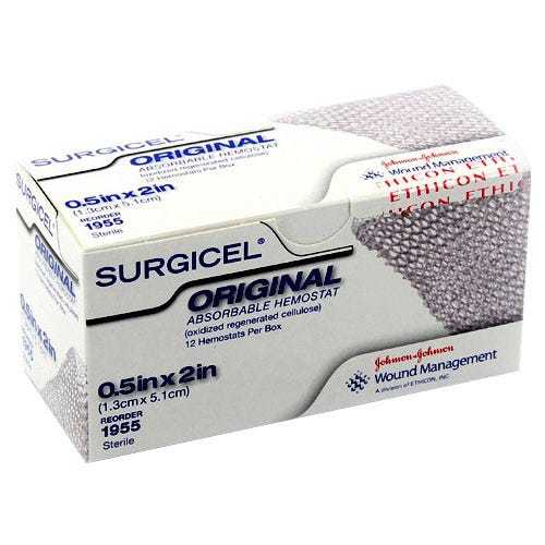 SURGICEL® Original Absorbable Hemostat 0.5" x 2" (1.3cm x 5.1cm) 