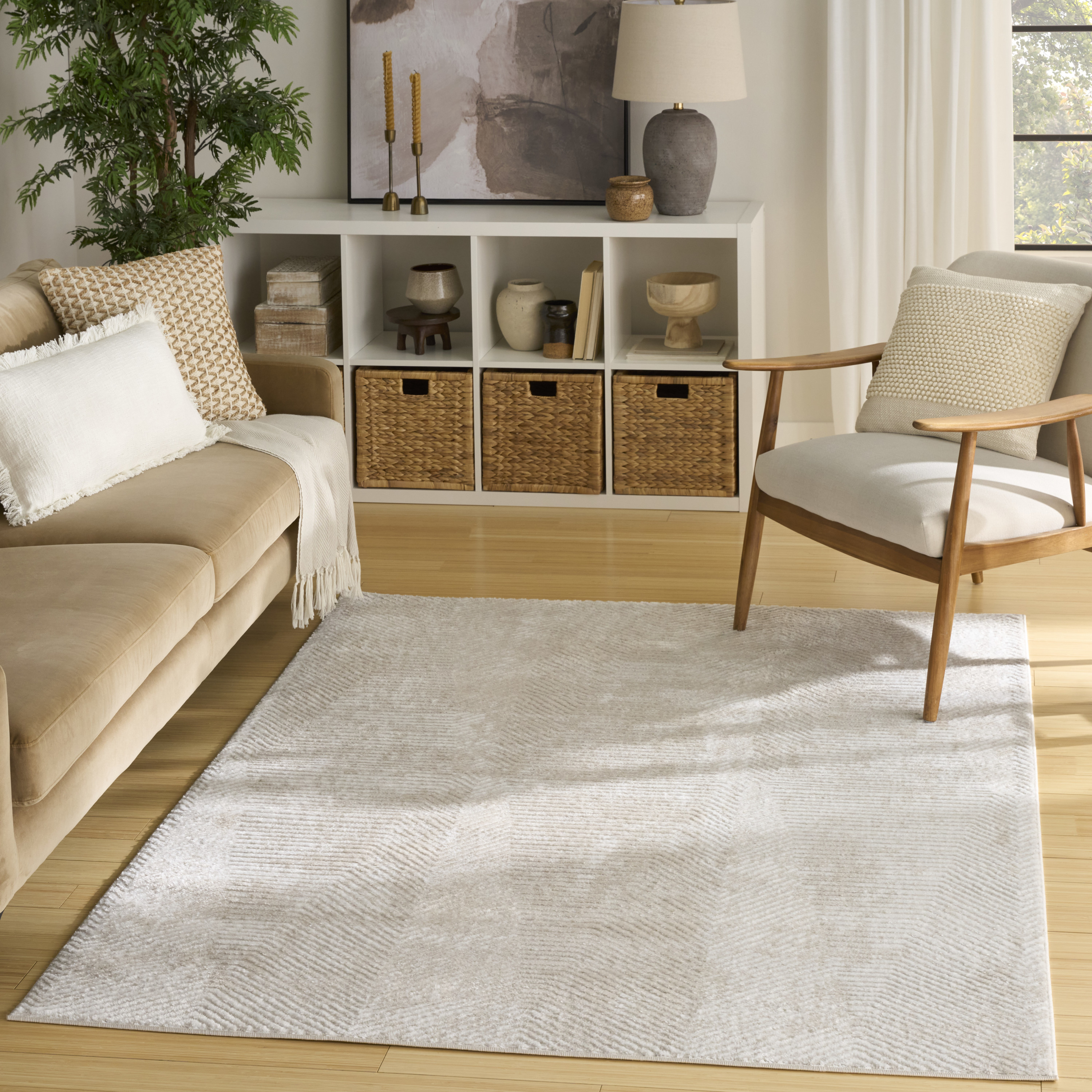 Nourison Dekor 4' x 6' Ivory Beige Modern Indoor Rug