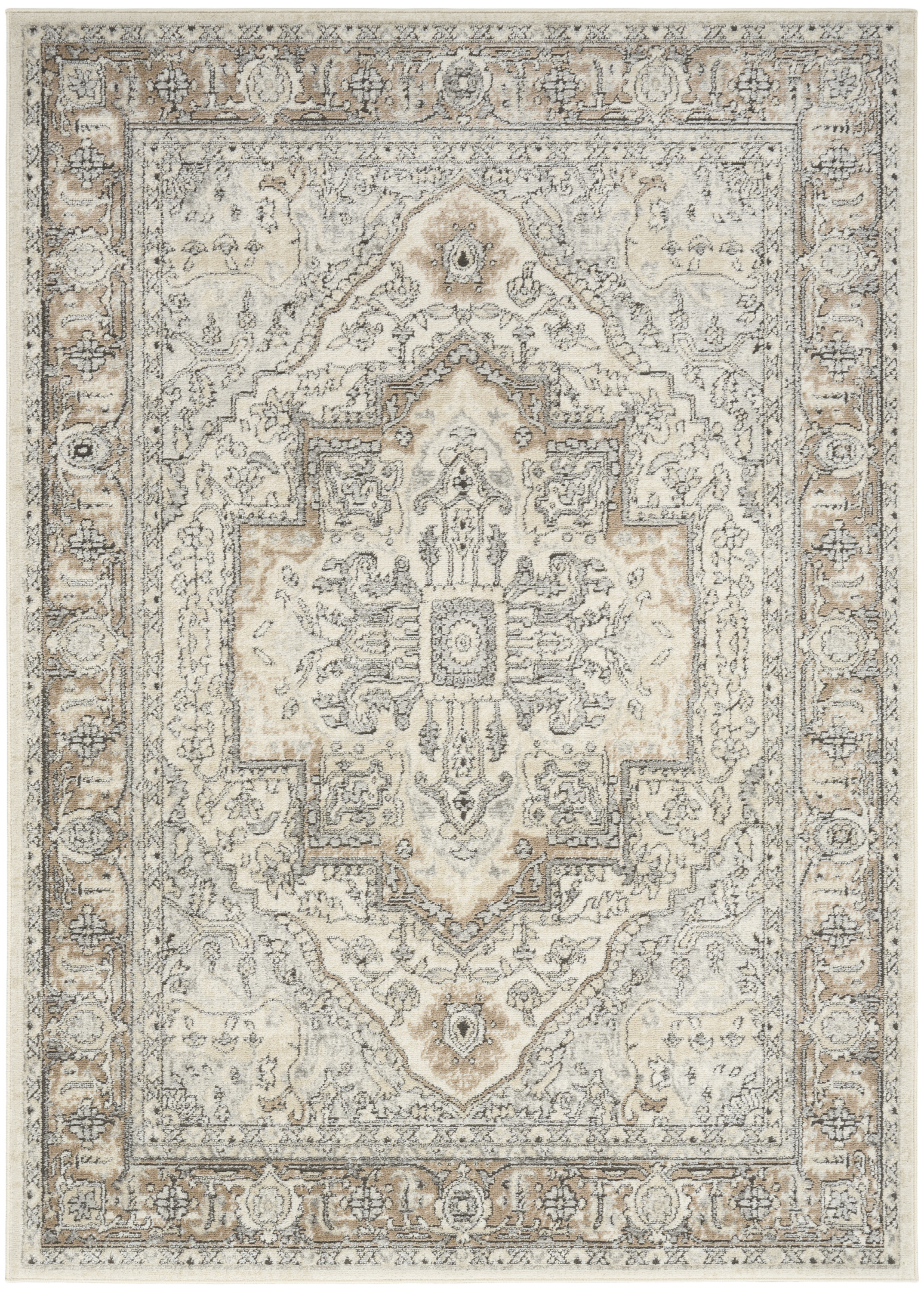 Nourison Quarry 5'3" x 7'3" Ivory Grey Taupe Vintage Indoor Rug