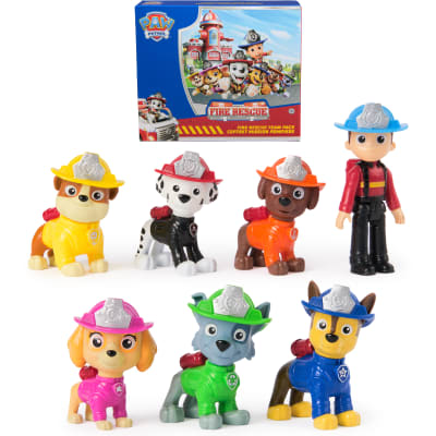 PAW Patrol Fire Rescue Team Pack with 7 Collectible Action Figures, Including Ryder & 6 PAW Patrol Pups, Kids Toys for Boys & Girls Ages 3 and Up