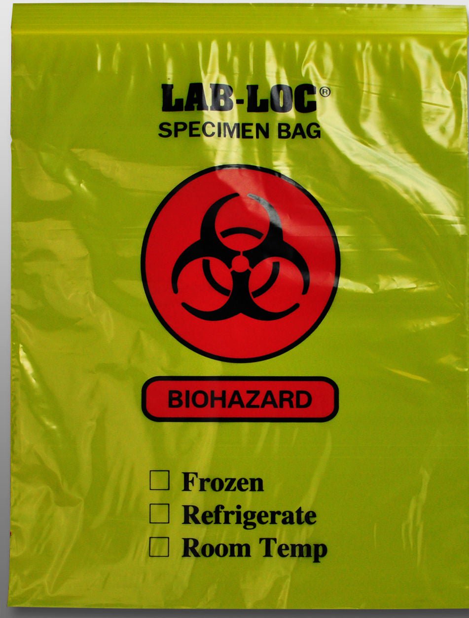 Lab-Loc® Specimen Transport Bag, Zip Closure, Yellow Tinted, 12 x 15 Inch