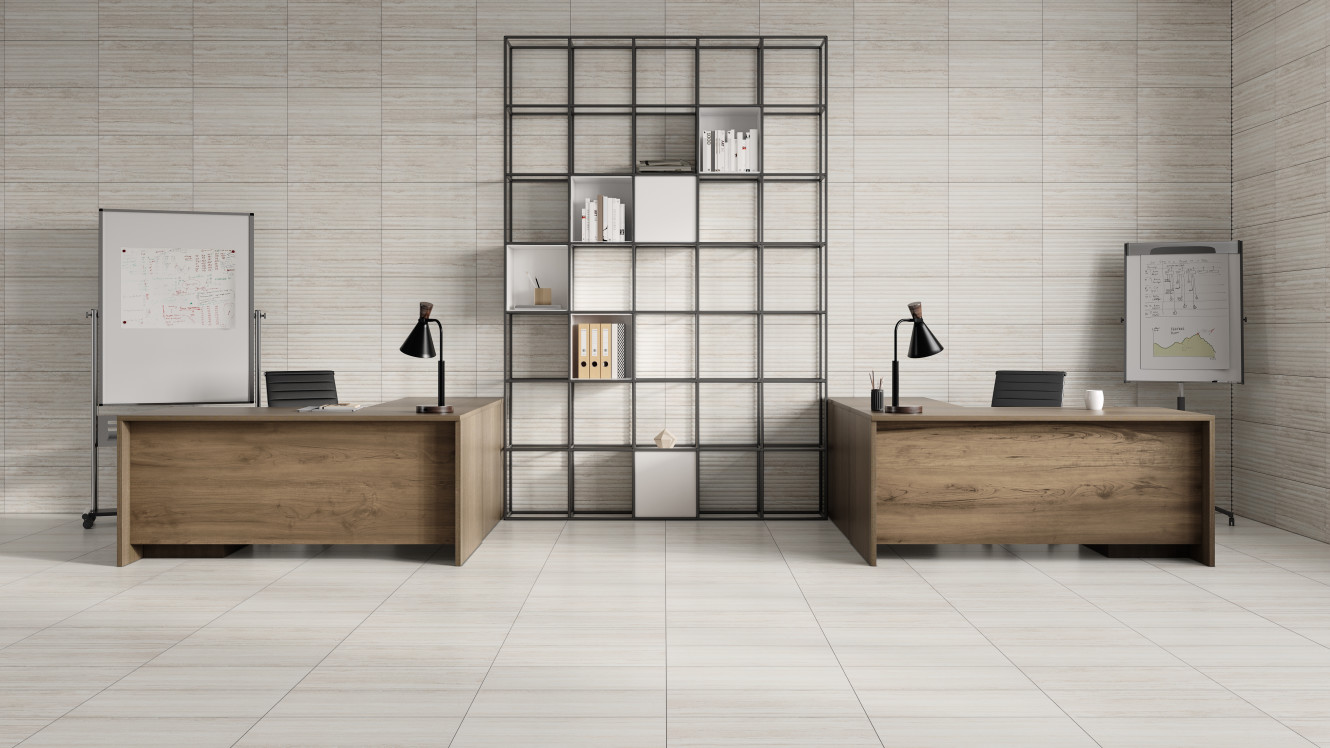 Fontana White 12x24 and 12x24 Fluted Decorative