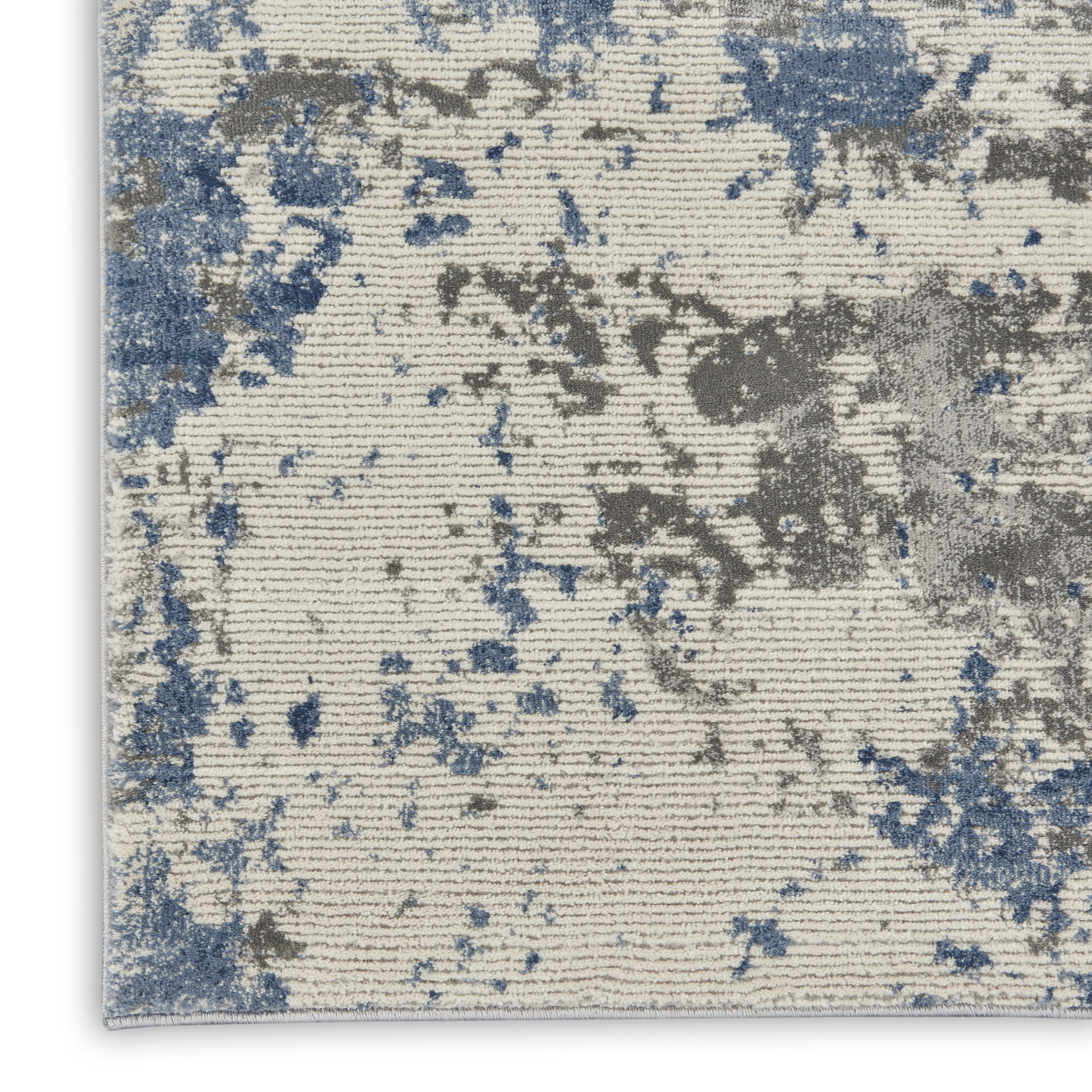 Nourison Rustic Textures 2'2" x 7'6" Grey Blue Modern Indoor Rug