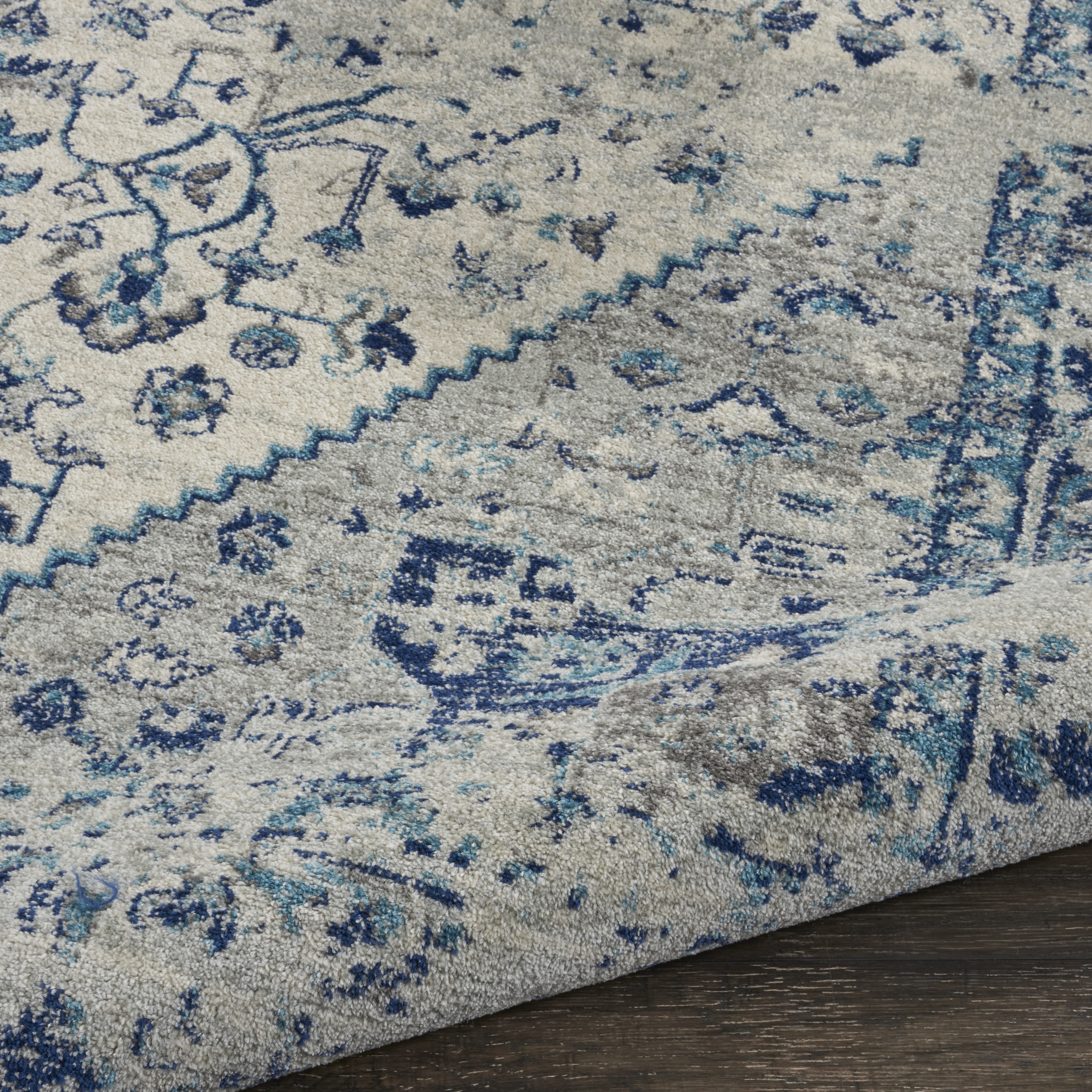 Nourison Tranquil 2'3" x 7'3" Ivory Light Blue Vintage Indoor Rug
