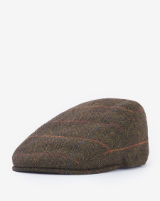 Cheviot Flat Cap Olive Herringbone