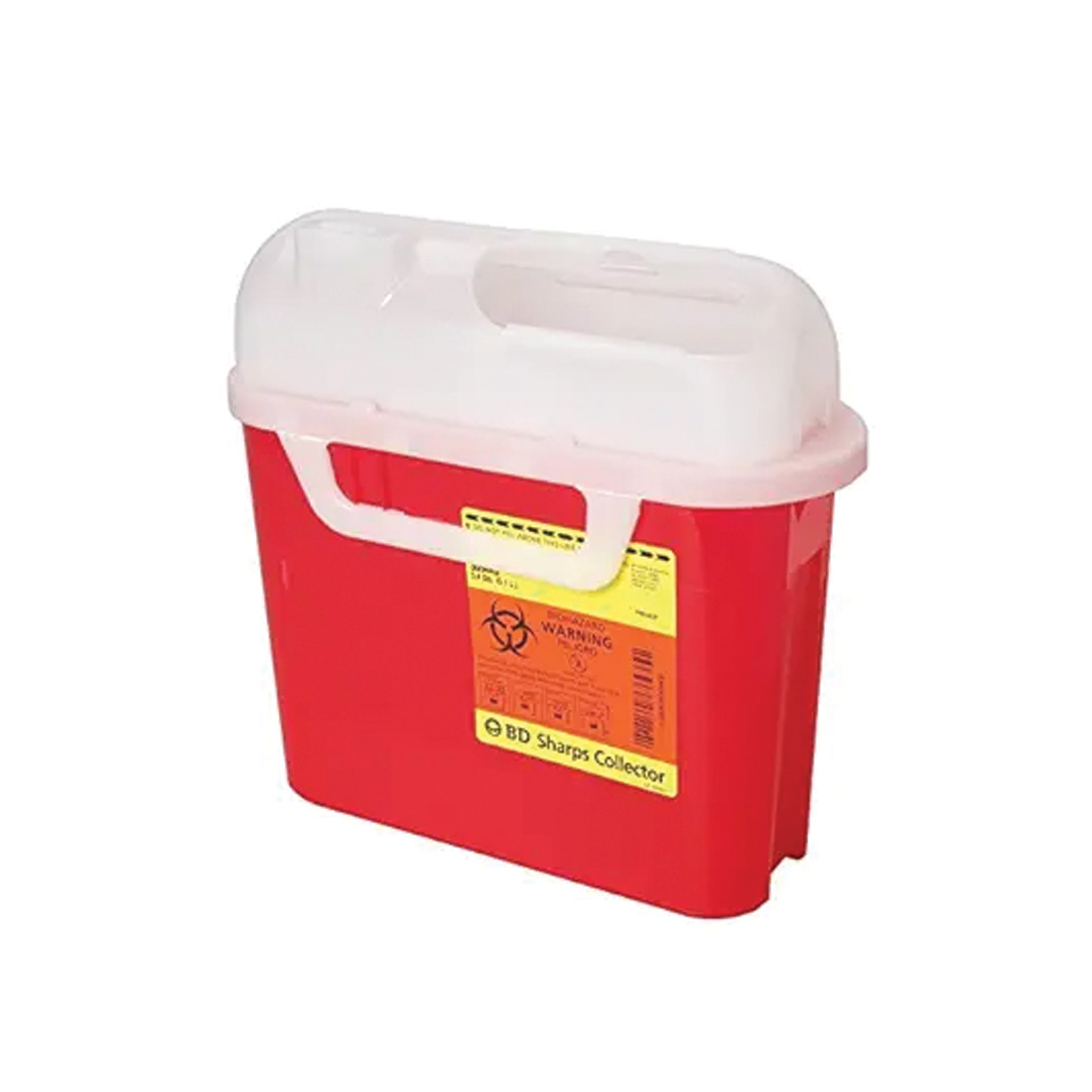 Sharps Collector for Patient Room, 5.4 Quart, Red w/Pearl Side Entry, 10.75" x 12" x 4.5" - 12/Case