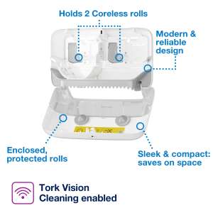 Tork, Twin T7 Elevation, Coreless Bath Tissue Dispenser, White