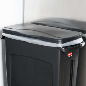Rubbermaid Commercial, Slim Jim, Square, Metal, 23 gal, Black, Receptacle Lid